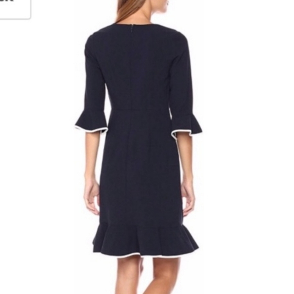 NWT Nanette Lepore 3/4 Sleeve Flounce Dress| Dark Navy - Picture 2 of 12